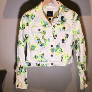 Neon Floral Jessica Simpson Jean Jacket